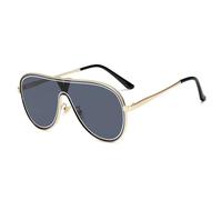 FORLUZ Lunettes de soleil de luxe vintage à dessus plat pour femmes, grande monture, verres dégradés, rondes, pour hommes, voyage, conduite (C1 noir gris)