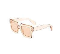 FORLUZ Lunettes de soleil femme simples rétro monture noire femme UV400 lunettes de protection vintage surdimensionnées (champagne)