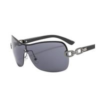 FORLUZ Lunettes de soleil monobloc sans monture pour femmes, enveloppantes (Y120 Noir)