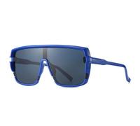 FORLUZ Lunettes de soleil monobloc surdimensionnées de luxe pour femmes et hommes, style vintage tendance, lunettes de sport (bleu et noir)