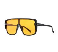 FORLUZ Lunettes de soleil monobloc surdimensionnées de luxe pour femmes et hommes, style vintage tendance, lunettes de sport (noir et jaune)