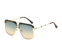 FORLUZ Lunettes de soleil ovales de luxe à double pont, style rétro, monture fine, tendance, polyvalentes, pour hommes, UV400 (vert et jaune)