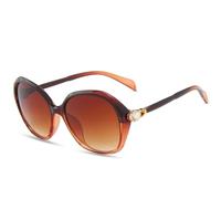 FORLUZ Lunettes de soleil ovales de luxe imitation diamant pour femmes et hommes, style rétro, grande monture, pour l'été, voyage, UV400 (thé marron)