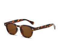 FORLUZ Lunettes de soleil ovales tendance pour femmes, couleur bonbon, rivets rétro, dégradé, UV400 (thé léopard)