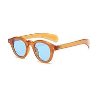 FORLUZ Lunettes de soleil ovales vintage pour femmes, verres transparents, verres verts, verres UV400, pour hommes (orange et bleu)