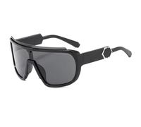 FORLUZ Lunettes de soleil oversize monobloc pour femmes et hommes, style punk vintage luxueux, protection UV400 pour les sports de plein air (noir)