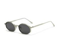 FORLUZ Lunettes de soleil polygonales en métal à petite monture, style urbain, pour hommes et femmes (argent)