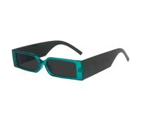 FORLUZ Lunettes de soleil rectangulaires tendance pour homme, style hip-hop, vintage, noires, petite monture, UV400 (vert et gris)