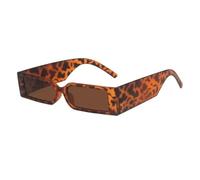 FORLUZ Lunettes de soleil rectangulaires tendance pour homme, style hip-hop, vintage, noires, petite monture, UV400 (marron léopard)