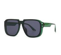 FORLUZ Lunettes de soleil rétro monobloc pour hommes, verres miroir UV400, verres plats, mode homme (vert et gris)
