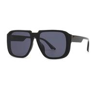 FORLUZ Lunettes de soleil rétro monobloc pour hommes, verres miroir UV400, verres plats, mode masculine (noir et gris)