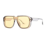 FORLUZ Lunettes de soleil rétro monobloc pour hommes, verres miroir UV400, verres plats, mode masculine (gris jaune)