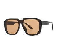 FORLUZ Lunettes de soleil rétro monobloc pour hommes, verres miroir UV400, verres plats, mode masculine (thé noir)