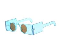 FORLUZ Lunettes de soleil rondes style punk pour femmes, monture unique, style rétro, jambes larges, style léopard, protection UV400, pour hommes (bleu-marron)