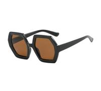 FORLUZ Lunettes de soleil tendance et luxueuses, surdimensionnées, style polygone, rétro, grande monture, pour hommes, voyage, conduite, UV400 (noir et marron)