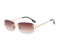 FORLUZ Lunettes de soleil tendance sans monture pour femmes, verres dégradés rétro de luxe, pour soirées en plein air, UV400 (doré-marron)