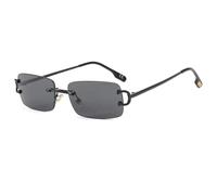 FORLUZ Lunettes de soleil tendance sans monture pour femmes, verres dégradés rétro de luxe, pour soirées en plein air, UV400 (noir-noir)