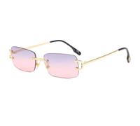 FORLUZ Lunettes de soleil tendance sans monture pour femmes, verres dégradés rétro de luxe, pour soirées en plein air, UV400 (or, gris, rose)