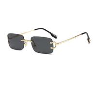 FORLUZ Lunettes de soleil tendance sans monture pour femmes, verres dégradés rétro de luxe, pour soirées en plein air, UV400 (or et noir)