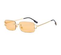 FORLUZ Lunettes de soleil tendance sans monture pour femmes, verres dégradés, style rétro, pour soirées en plein air, protection UV400 (or et jaune)
