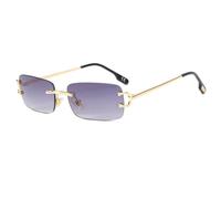 FORLUZ Lunettes de soleil tendance sans monture pour femmes, verres dégradés, style rétro, pour soirées en plein air, UV400 (doré-gris)