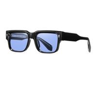 FORLUZ Lunettes de soleil vintage à monture large et rivets pour femmes et hommes, verres de luxe punk populaires (noir et bleu)