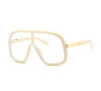 FORLUZ Lunettes de soleil vintage oversize monobloc pour femmes et hommes, style punk, monture large, lunettes de luxe, protection UV400 (beige transparent).