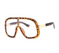 FORLUZ Lunettes de soleil vintage oversize monobloc pour femmes et hommes, style punk, monture large, lunettes de luxe, protection UV400 (léopard transparent).