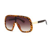 FORLUZ Lunettes de soleil vintage oversize monobloc pour femmes et hommes, style punk, monture large, lunettes de luxe, protection UV400 (Leopard Tea)