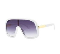 FORLUZ Lunettes de soleil vintage oversize monobloc pour femmes et hommes, style punk, monture large, lunettes de luxe, protection UV400 (blanc/gris).