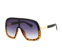 FORLUZ Lunettes de soleil vintage oversize monobloc pour femmes et hommes, style punk, monture large, protection UV400 (noir léopard gris)