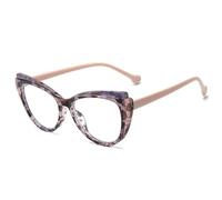 FORLUZ Monture de lunettes œil de chat bicolore pour femme, rose clair, tendance, pour homme (léopard violet)