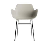 Form Chaise de Salle à Manger avec Accoudoirs Gris Clair/ Chrome