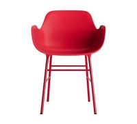 Form Chaise de Salle à Manger avec Accoudoirs Rouge vif/Acier