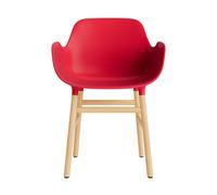 Form Chaise de Salle à Manger avec Accoudoirs Rouge vif/Chêne