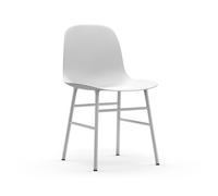 Form Chaise de Salle à Manger Blanc/ Acier Blanc
