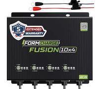 FORM Fusion Chargeur de batterie marine à 4 bancs, 40 A au total (10 A par banque), chargeur de bateau intelligent 12 V pour batteries au lithium (LiFePO4), AGM et à décharge profonde - Étanche avec