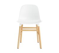 Normann Copenhagen - Chaise Form, Pied en bois, chêne / blanc (patins en plastique)