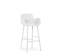 Form Tabouret de Bar avec Dossier et Accoudoirs H75 cm Blanc/ Acier Blanc