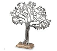 formano Arbre de Vie en Aluminium sur Pied en Bois de manguier 34 cm.