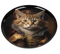 formano Assiette décorative chat Ø 28 cm - Assiette en métal avec motif de chat élégant - Noir brillant - Accessoire d'intérieur élégant pour table, étagère et buffet