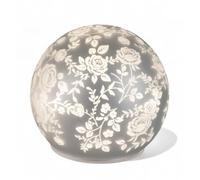 formano Boule décorative LED - Argent mat - Motif rose - 10 cm - Fonctionne avec piles - Avec motif rose - Éclairage d'ambiance - Décoration de table et d'étagère - Idée cadeau pour salon et chambre à