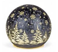 formano Boule décorative LED Frosty - Noir - 12 cm - Boule en verre - Minuterie 6 h/18 h - Décoration de Noël - Verre coloré avec aspect fantôme avec décor hivernal - Décoration de Noël pour table