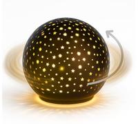 formano Boule décorative LED rotative noire - 15 cm - Boule en verre avec minuterie 6 h/18 h - Décoration de Noël - Verre de couleur mat et étoiles d'hiver - Décoration de Noël pour table, étagère
