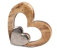 Formano C ur en bois de manguier avec application métallique 18 cm.