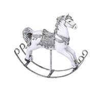Formano Cheval à bascule - Blanc et argenté peint à la main - 25 cm - Décoration de Noël d'hiver