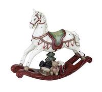 formano Cheval à bascule décoratif Nostalgie en pierre artificielle 22 cm 1 pièce Crème rouge
