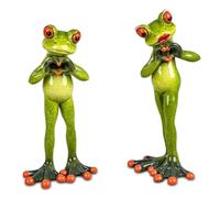 formano Couple Grenouille Cœur - 2 figurines vert design cœur en pierre artificielle