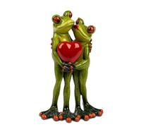 formano Figurine de couple de grenouille avec cœur - Figurine décorative amusante - Grenouilles amoureuses - Environ 16 cm - Peint à la main
