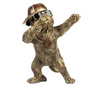 formano Figurine décorative chien - 28 cm - En polyrésine peinte à la main - Look hip-hop cool - Avec lunettes de soleil et casquette de baseball - Figurine animale originale comme décoration